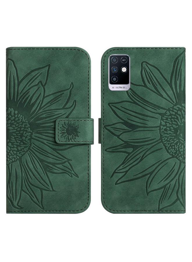 Zaboon Case For Infinix Note 10 Skin Feel Sun Flower Pattern Flip Leather Phone Case with Lanyard - Image 2