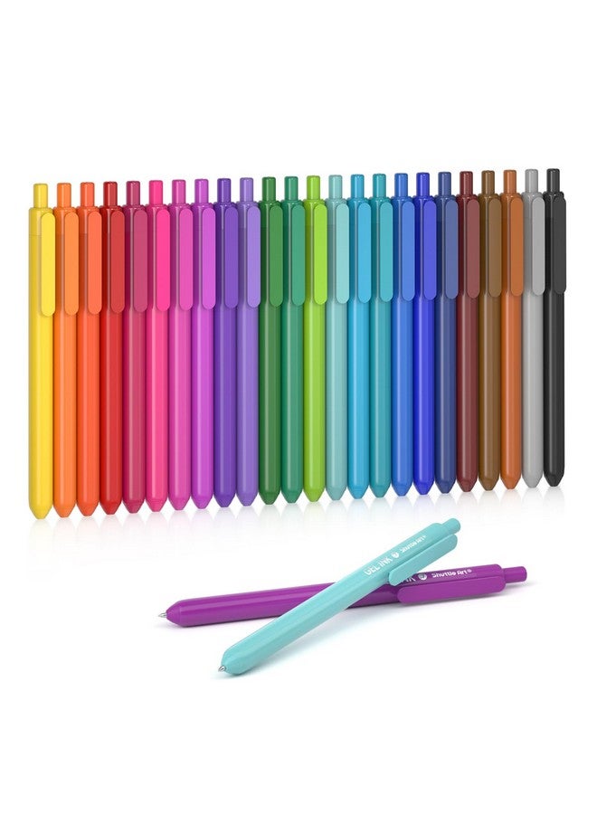 شاتل أرت أقلام جل ملونة قابلة للسحب، 24 لون حبر ساطع، أقلام لطيفة برأس رفيع 0.7 مم سريعة الجفاف للكتابة والرسم وتدوين الملاحظات والمدرسة والمكتب والمنزل - Image 1