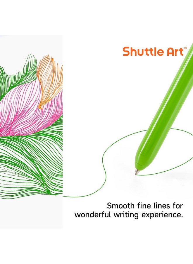 شاتل أرت أقلام جل ملونة قابلة للسحب، 24 لون حبر ساطع، أقلام لطيفة برأس رفيع 0.7 مم سريعة الجفاف للكتابة والرسم وتدوين الملاحظات والمدرسة والمكتب والمنزل - Image 4