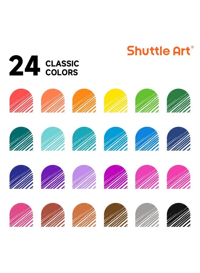 شاتل أرت أقلام جل ملونة قابلة للسحب، 24 لون حبر ساطع، أقلام لطيفة برأس رفيع 0.7 مم سريعة الجفاف للكتابة والرسم وتدوين الملاحظات والمدرسة والمكتب والمنزل - Image 2