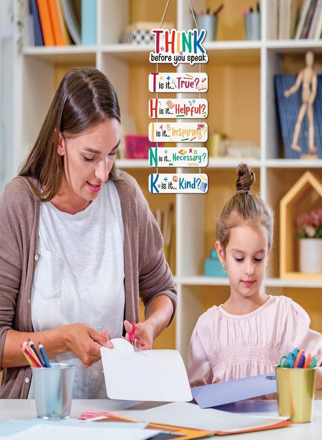 KAIRNE Think Before You Speak Sign,inspirational Hanging Wood Plaque Signs,Growth Mindset Wall Decorations,Mental Health Hanging Decor for Classroom Playrooms Bedrooms Cubicle Counseling Offices - Image 3
