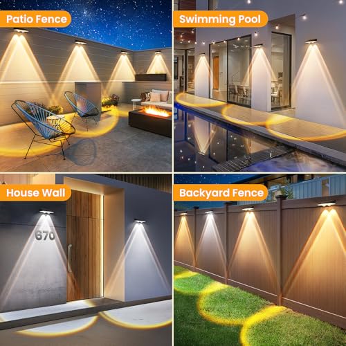APILAB Solar Fence Lights Outdoor 8 Pack - 3 Modes (Warm/Neutral/Cool White), Fence Lights Solar Powered for Outside, IP65 Waterproof, Deck Lighting for Wall, Step, Patio, Pathway, Stairs - Image 2