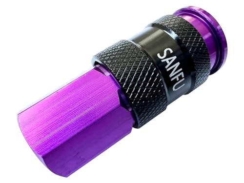 SANFU 1/4''NPT Air Coupler and Plug Kit, AMT Aluminum Unviersal Air Coupler with 4 Pieces I/M Type Air Plugs, One-Hand Operation Air Compressor Accessories Fittings 5-Piece, Purple - Image 3