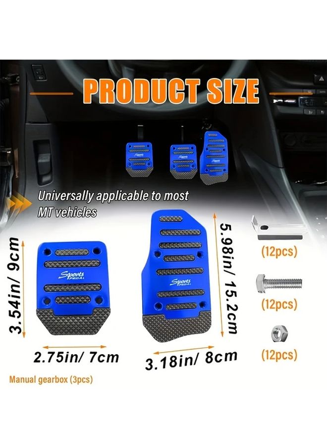 3pcs Red Sporty Anti Slip Car Pedal Covers Aluminum Alloy ABS Textured Surface Universal Fit for Most Cars Sedan SUV Easy No Tools Installation Non Slip Grip Enhanced Driving Safety - Image 3