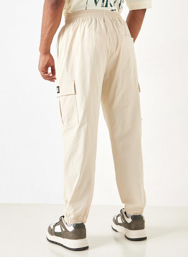 Starter Solid Regular Fit Cargo Joggers with Flexi Waist and Pockets - Image 3