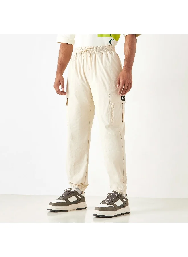 STARTER Starter Solid Regular Fit Cargo Joggers with Flexi Waist and Pockets