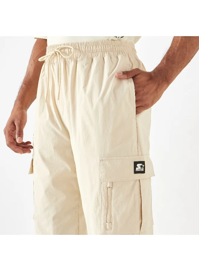 STARTER Starter Solid Regular Fit Cargo Joggers with Flexi Waist and Pockets