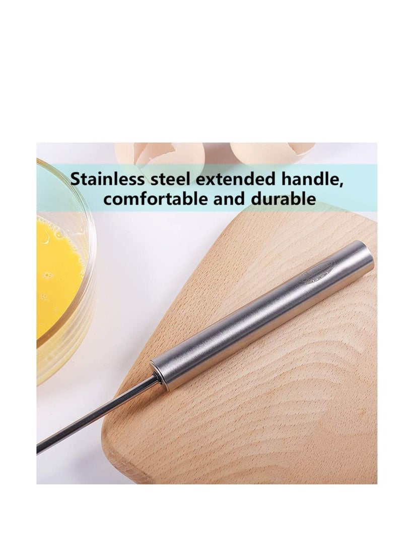 MARKQ Semi-Automatic Egg Whisk, 10 Inch Stainless Steel Handheld Whisk For Home Blending, Milk frother, Whisking, Egg Beating, Stirring, Hand Push Rotary  - Image 4
