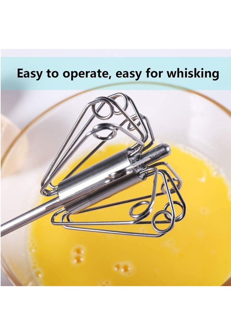 MARKQ Semi-Automatic Egg Whisk, 10 Inch Stainless Steel Handheld Whisk For Home Blending, Milk frother, Whisking, Egg Beating, Stirring, Hand Push Rotary  - Image 5