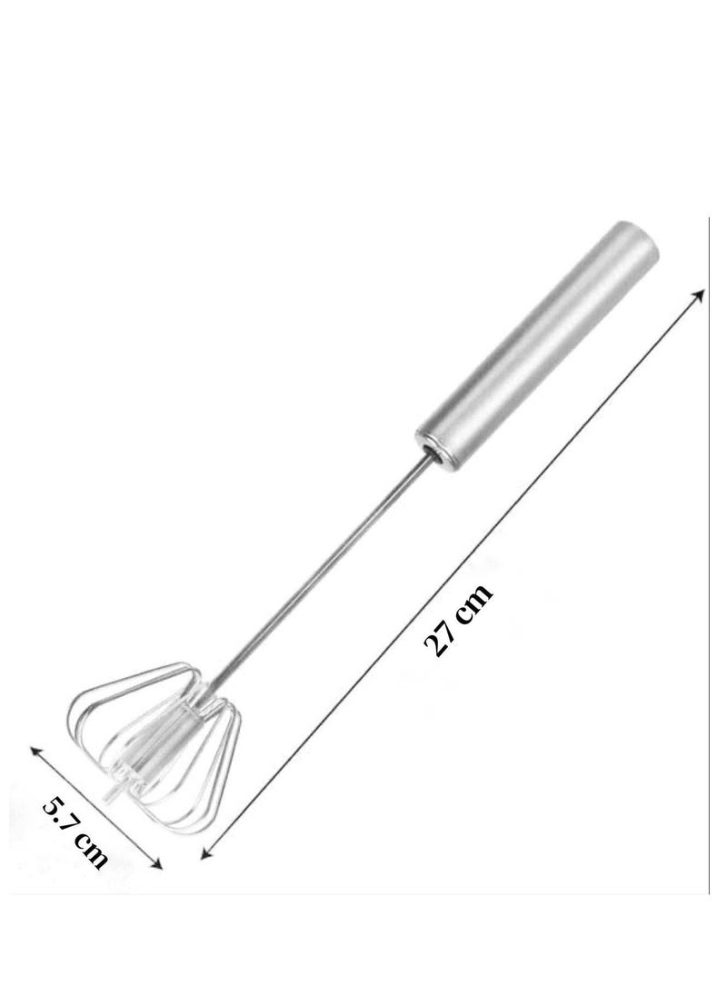 MARKQ Semi-Automatic Egg Whisk, 10 Inch Stainless Steel Handheld Whisk For Home Blending, Milk frother, Whisking, Egg Beating, Stirring, Hand Push Rotary  - Image 2