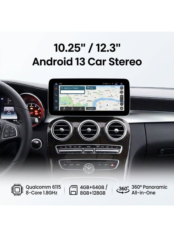 راديو سيارة أندرويد 13 Carplay 10.25 بوصة لمرسيدس بنز C-Class GLC W205 NTG 5.0 2015-2018 ناڤيجاسيون GPS بلاير ستيريو DSP RDS 4G WIFI - Image 4