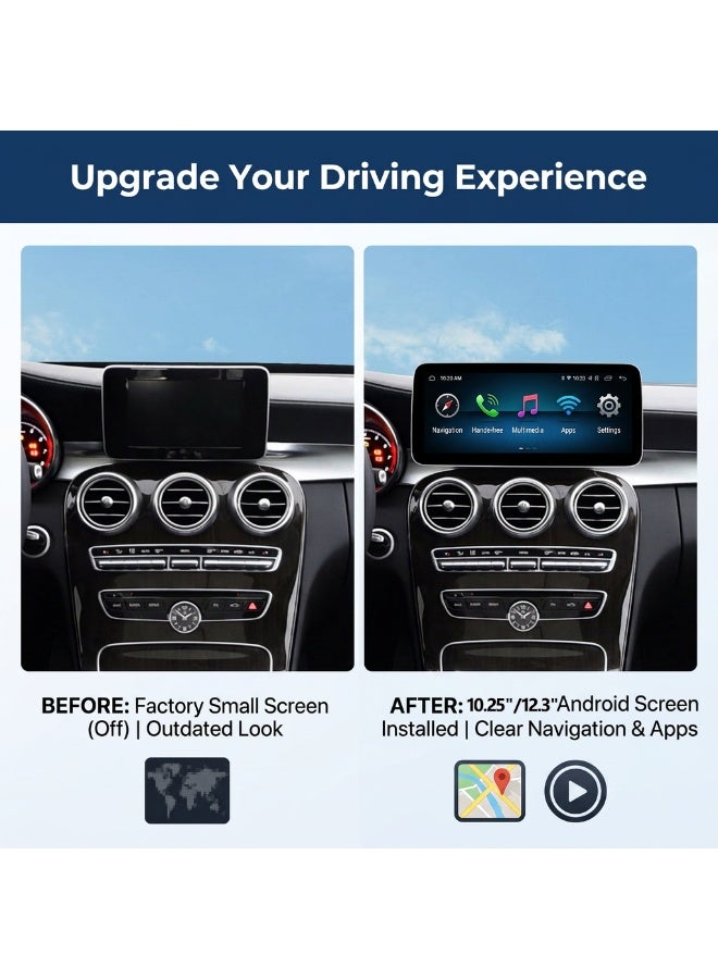 راديو سيارة أندرويد 13 Carplay 10.25 بوصة لمرسيدس بنز C-Class GLC W205 NTG 5.0 2015-2018 ناڤيجاسيون GPS بلاير ستيريو DSP RDS 4G WIFI - Image 2