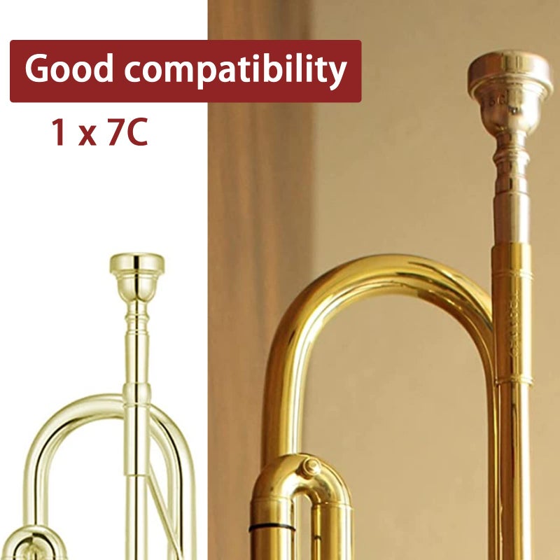 Cheerock 7C Trumpet Mouthpiece - Gold Plated Brass Compatible with Beginners and Professionals - Trumpet Accessories - Image 4