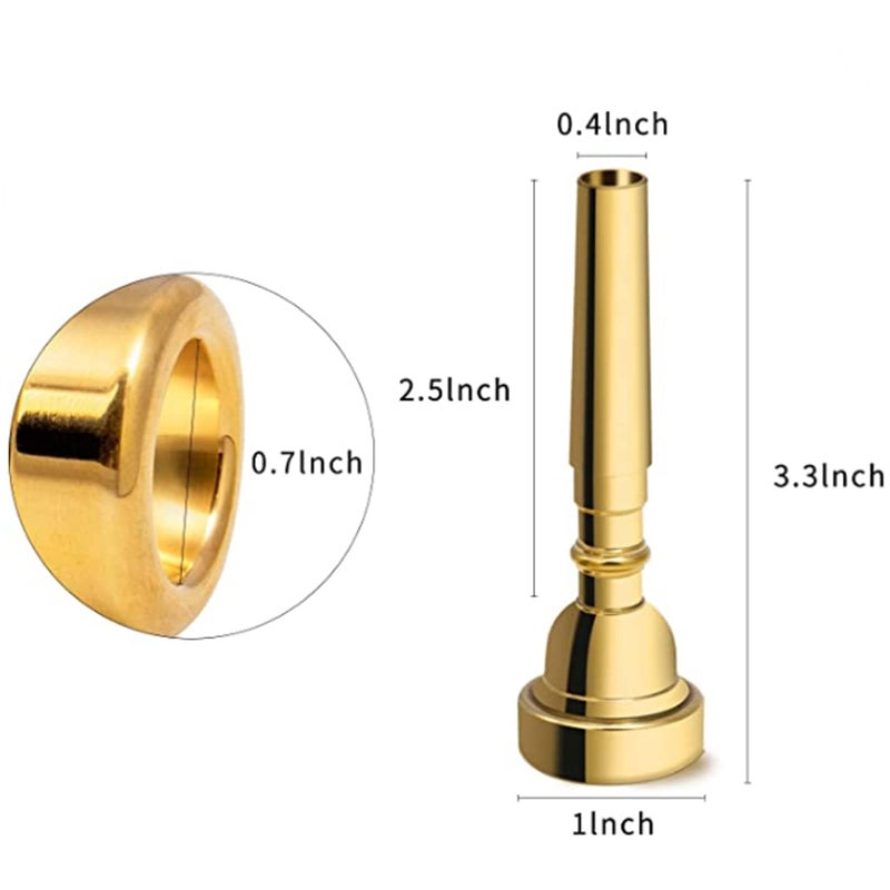 Cheerock 7C Trumpet Mouthpiece - Gold Plated Brass Compatible with Beginners and Professionals - Trumpet Accessories - Image 2