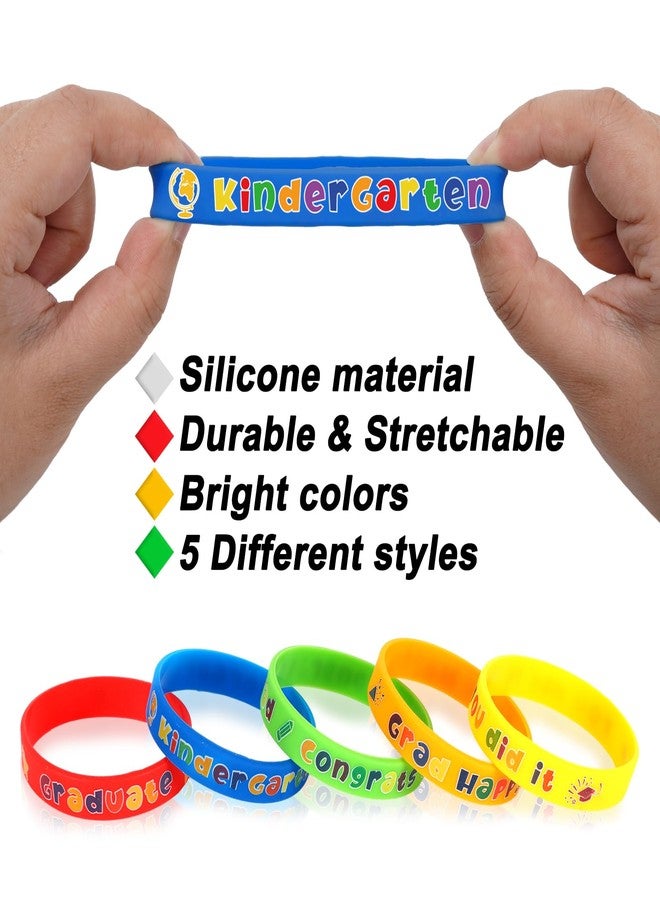 وولاين مجموعة أساور تخرج رياض الأطفال من والين، ٥٠ قطعة، ألوان زاهية، دفعة ٢٠٢٥، مصنوعة من السيليكون، ٥ أنماط، أساور مطاطية مرنة، هدية مثالية لطلاب المدارس والأطفال في حفلات التخرج. - Image 3