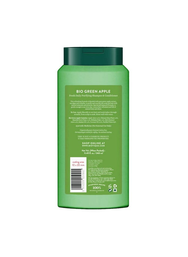 Biotique Green Apple Shine & Gloss Shampoo & Conditioner; Promotes Healthy Shiny And Glossy Hair ; Nourishes Scalp ; Makes Hair Soft & Smooth ;100% Botanical Extracts; All Skin Types ; 340Ml - Image 2