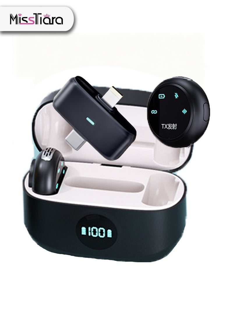 MissTiara Wireless Lavalier Microphone for iPhone/Android and More, Button Wireless Lavalier Microphone, Mini Microphone with Noise Cancellation, with Charging Cable, 40H, 100M Range, 2-in-1 Clip-on and Magnetic Lavalier Microphone for Video Recording, Tik Tok, Podcasting, Streaming, Vlogging - Image 1