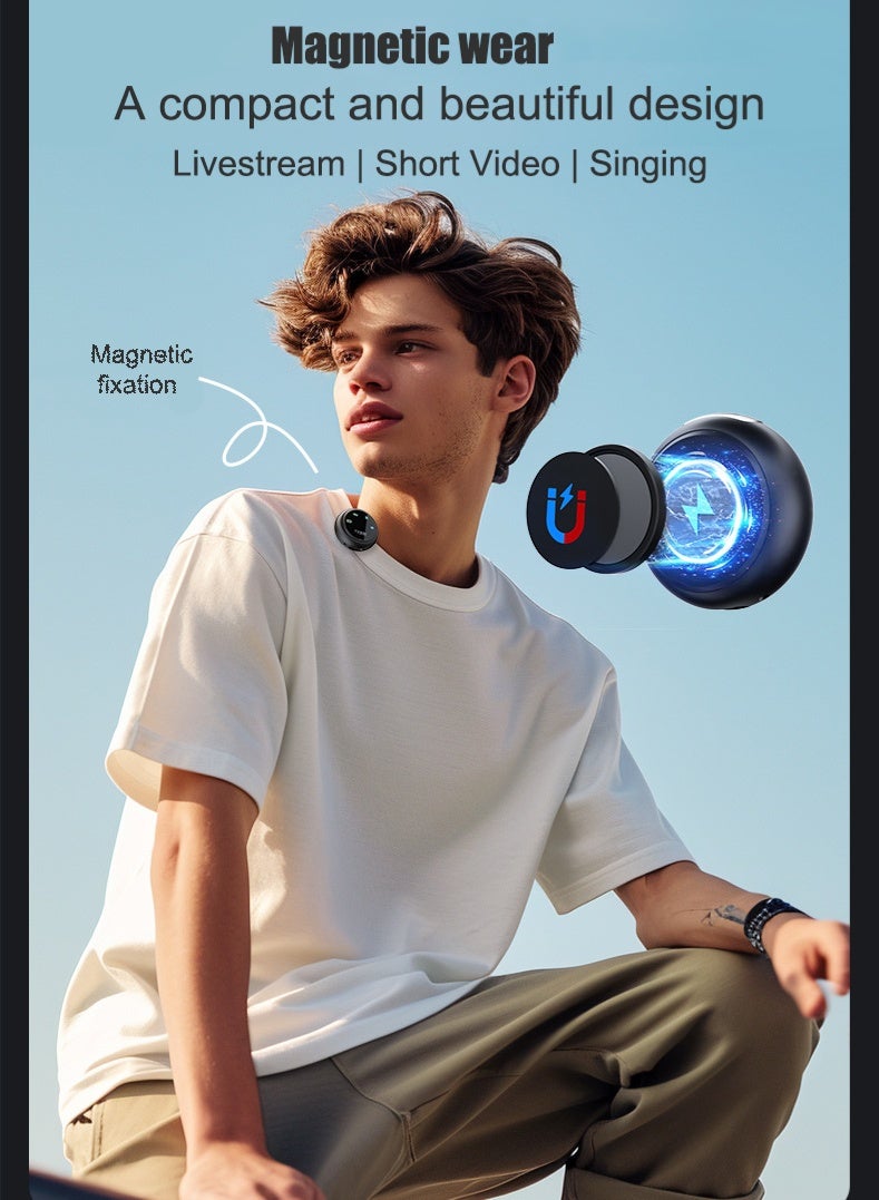 MissTiara Wireless Lavalier Microphone for iPhone/Android and More, Button Wireless Lavalier Microphone, Mini Microphone with Noise Cancellation, with Charging Cable, 40H, 100M Range, 2-in-1 Clip-on and Magnetic Lavalier Microphone for Video Recording, Tik Tok, Podcasting, Streaming, Vlogging - Image 3