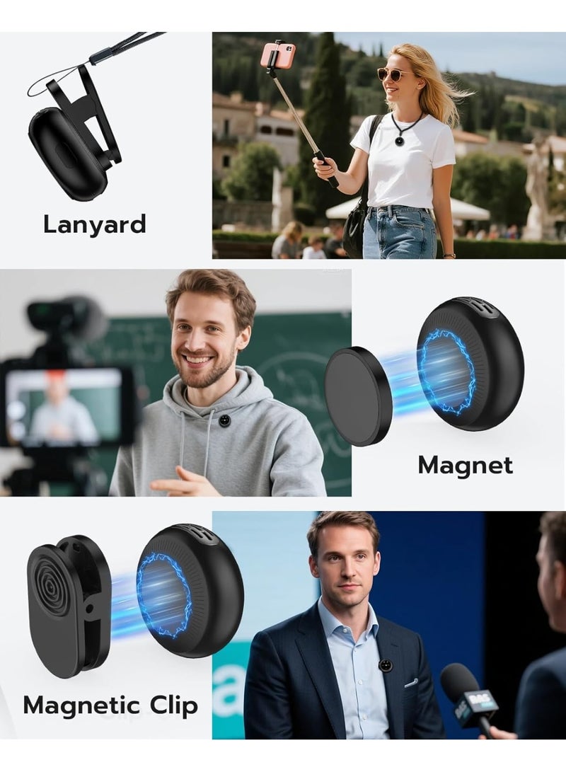 MissTiara Wireless Lavalier Microphone for iPhone/Android and More, Button Wireless Lavalier Microphone, Mini Microphone with Noise Cancellation, with Charging Cable, 40H, 100M Range, 2-in-1 Clip-on and Magnetic Lavalier Microphone for Video Recording, Tik Tok, Podcasting, Streaming, Vlogging - Image 4