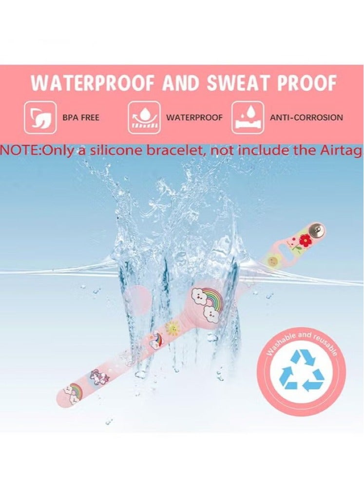 AirTag Bracelet for Kids - Waterproof Cute Cartoon Air tag Holder for Kids with Soft Silicone Full Coverage Anti-Lost Hidden Airtag Wristband Accessories for Child (Pink) - Image 4