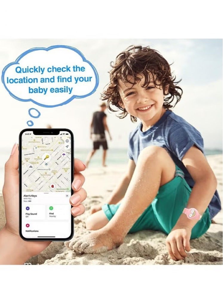 AirTag Bracelet for Kids - Waterproof Cute Cartoon Air tag Holder for Kids with Soft Silicone Full Coverage Anti-Lost Hidden Airtag Wristband Accessories for Child (Pink) - Image 5