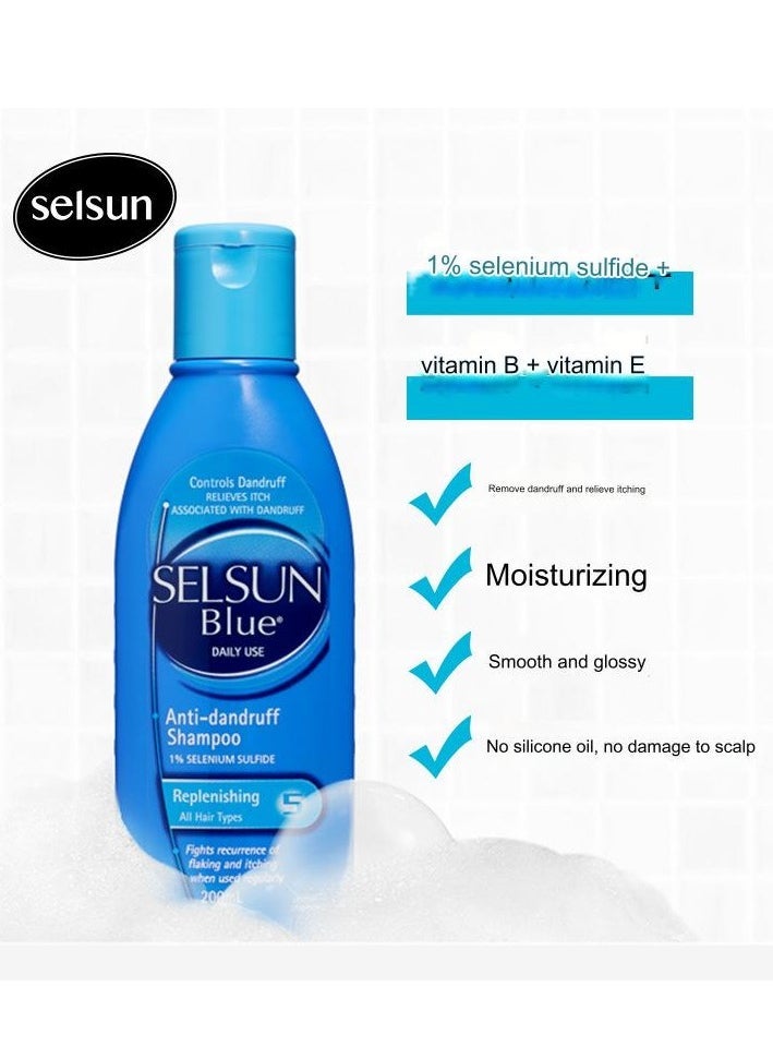 Selsun blue Anti-dandruff Shampoo 1% SELENIUM SULFIDE Replenishing All Hair Types Fights recurrence of faking and itching when used regularly 200mL  - Image 2