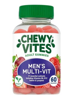 CHEWY VITES Men Multivitamin Advance 60 Gummy Vitamins 17 Essential Nutrients 2-A-Day Vegan  - Image 1