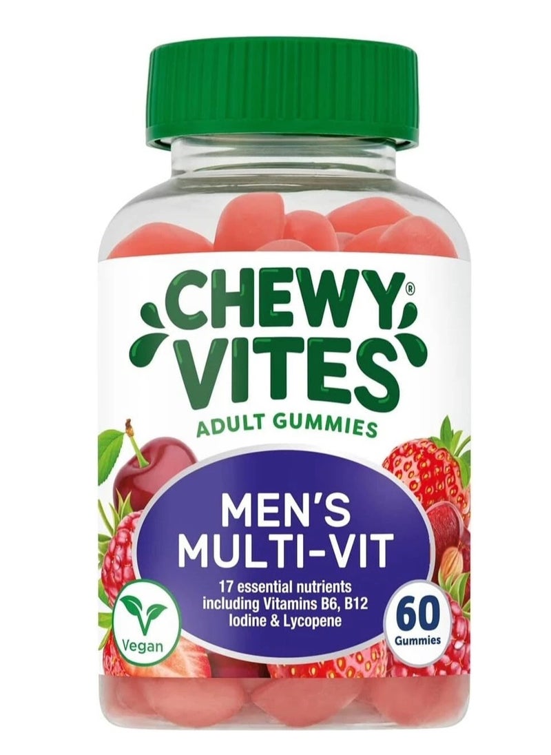 CHEWY VITES Men Multivitamin Advance 60 Gummy Vitamins 17 Essential Nutrients 2-A-Day Vegan  - Image 1