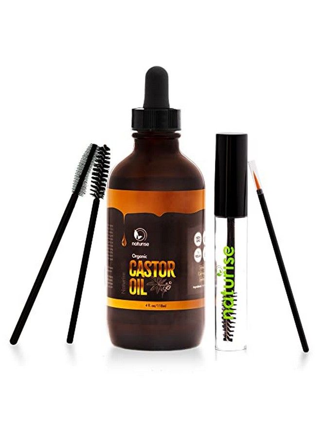 Naturise Organic Castor Oil With Mascara Kit For Eyelash Growth Unrefined And Unfiltered Cold Pressed Castor Oil For Hair Growth And Skin Care No Artificial Fillers And Gmos 4 Fl. Oz  - Image 2