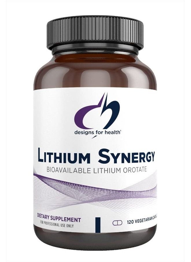 designs for health - Designs for Health Lithium Synergy - 5mg Lithium Orotate with TMG + B12 Methylcobalamin - Bioavailable Mood + Methylation Support Supplement, Non-GMO + Vegetarian (120 Capsules) - Image 1