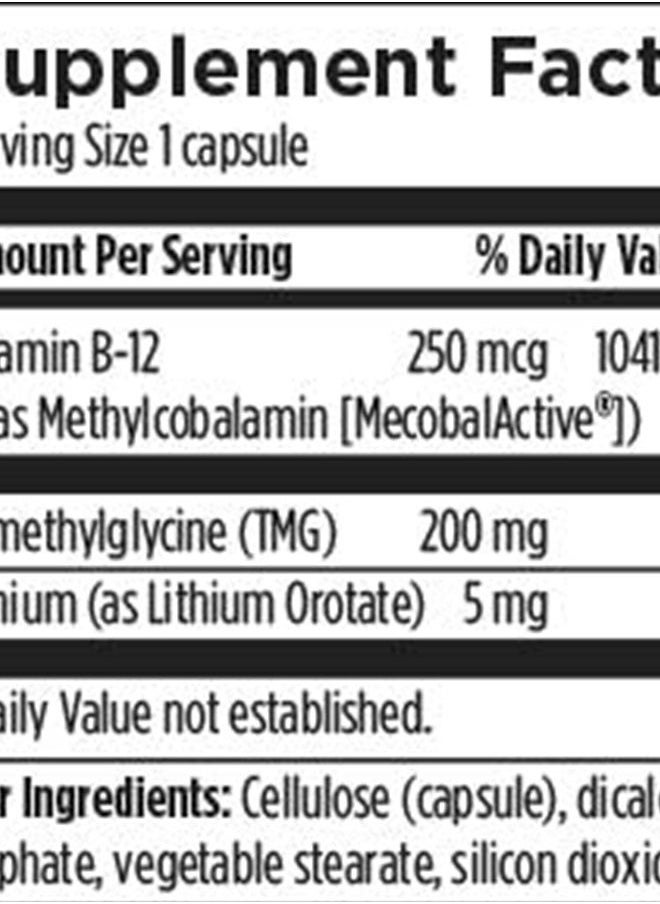 designs for health - Designs for Health Lithium Synergy - 5mg Lithium Orotate with TMG + B12 Methylcobalamin - Bioavailable Mood + Methylation Support Supplement, Non-GMO + Vegetarian (120 Capsules) - Image 1