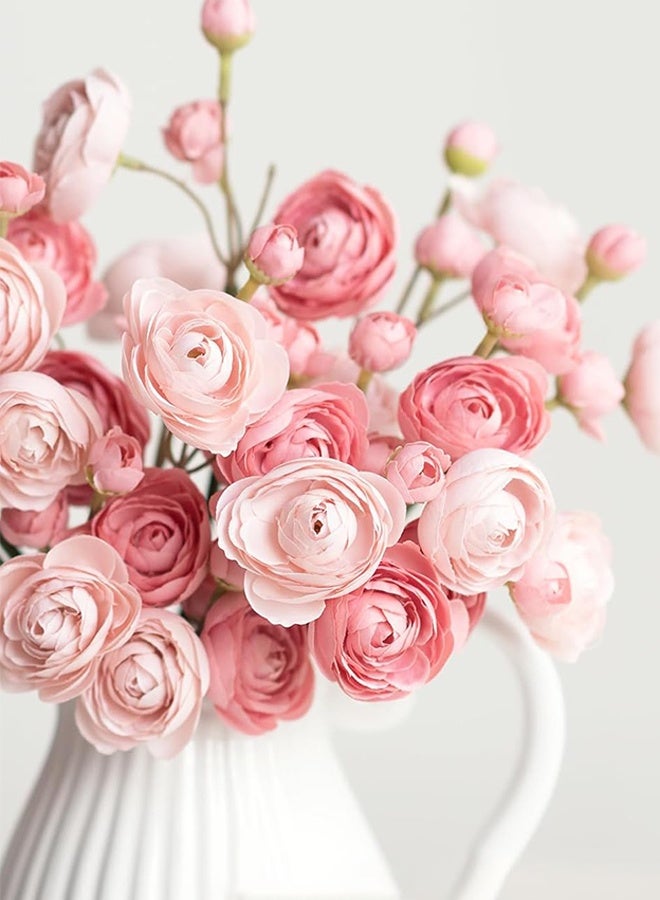 Sweet Life 18 Pieces Ranunculus Artificial Flower, Faux Silk Mini Ranunculus Flowers for DIY Bouquet, Bulk Fake Wedding Filler Flowers for Centerpieces Arrangements Bridal Shower Decorations, Dusty Rose - Image 3