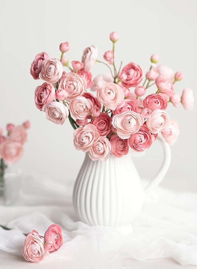 Sweet Life 18 Pieces Ranunculus Artificial Flower, Faux Silk Mini Ranunculus Flowers for DIY Bouquet, Bulk Fake Wedding Filler Flowers for Centerpieces Arrangements Bridal Shower Decorations, Dusty Rose - Image 2