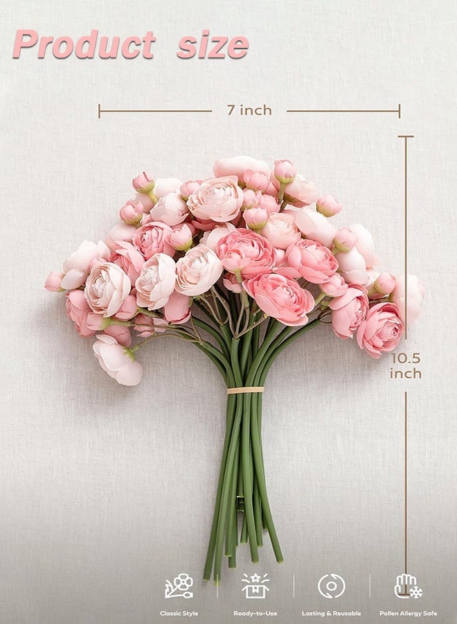 Sweet Life 18 Pieces Ranunculus Artificial Flower, Faux Silk Mini Ranunculus Flowers for DIY Bouquet, Bulk Fake Wedding Filler Flowers for Centerpieces Arrangements Bridal Shower Decorations, Dusty Rose - Image 4