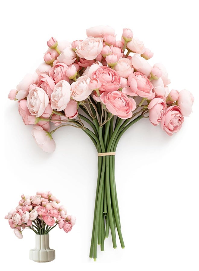 Sweet Life 18 Pieces Ranunculus Artificial Flower, Faux Silk Mini Ranunculus Flowers for DIY Bouquet, Bulk Fake Wedding Filler Flowers for Centerpieces Arrangements Bridal Shower Decorations, Dusty Rose - Image 1