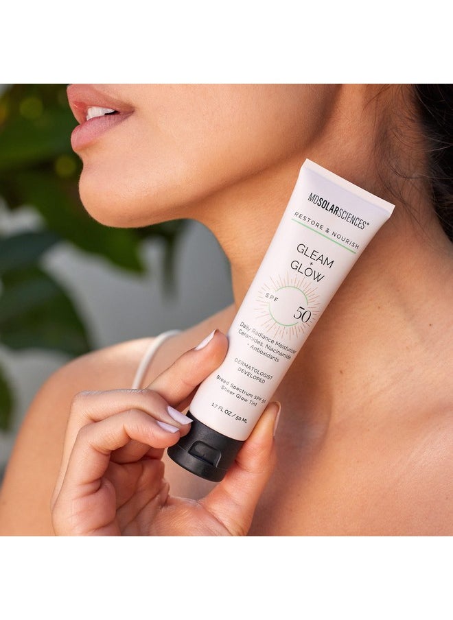 MDSolarSciences - Gleam And Glow Spf 50 Tinted Moisturizer With Broad Spectrum Uv Protection Blendable Sunscreen With Antioxidant Vitamin C And Green Tea Sheer Natural Glow 1.7 Fl Oz - Image 1