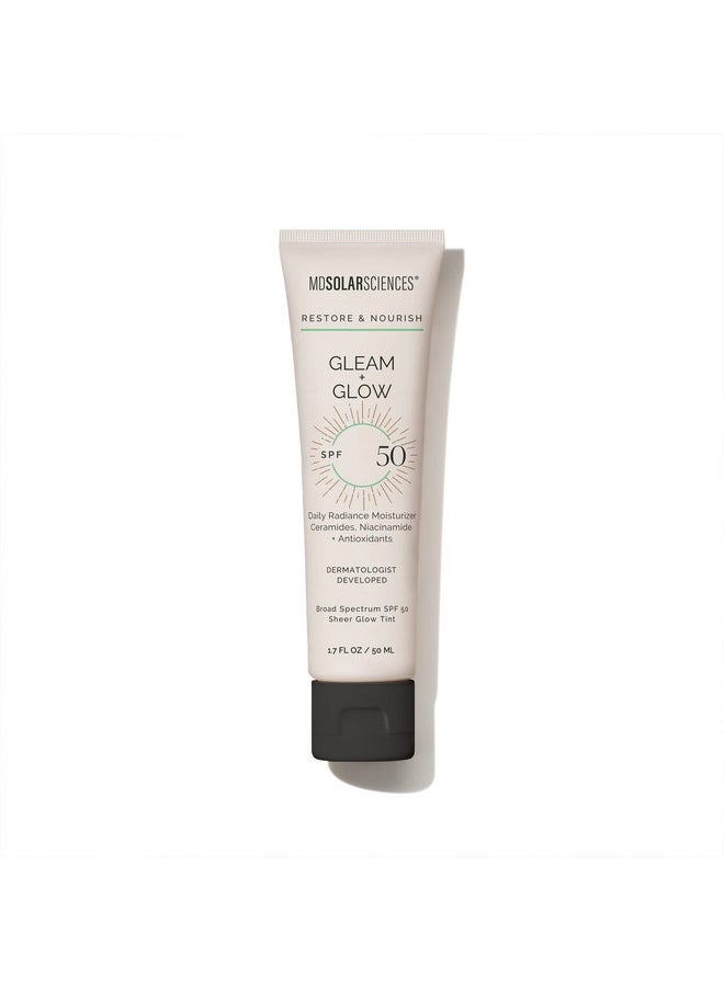 MDSolarSciences - Gleam And Glow Spf 50 Tinted Moisturizer With Broad Spectrum Uv Protection Blendable Sunscreen With Antioxidant Vitamin C And Green Tea Sheer Natural Glow 1.7 Fl Oz - Image 1