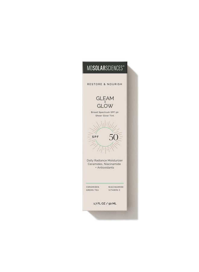 MDSolarSciences - Gleam And Glow Spf 50 Tinted Moisturizer With Broad Spectrum Uv Protection Blendable Sunscreen With Antioxidant Vitamin C And Green Tea Sheer Natural Glow 1.7 Fl Oz - Image 1