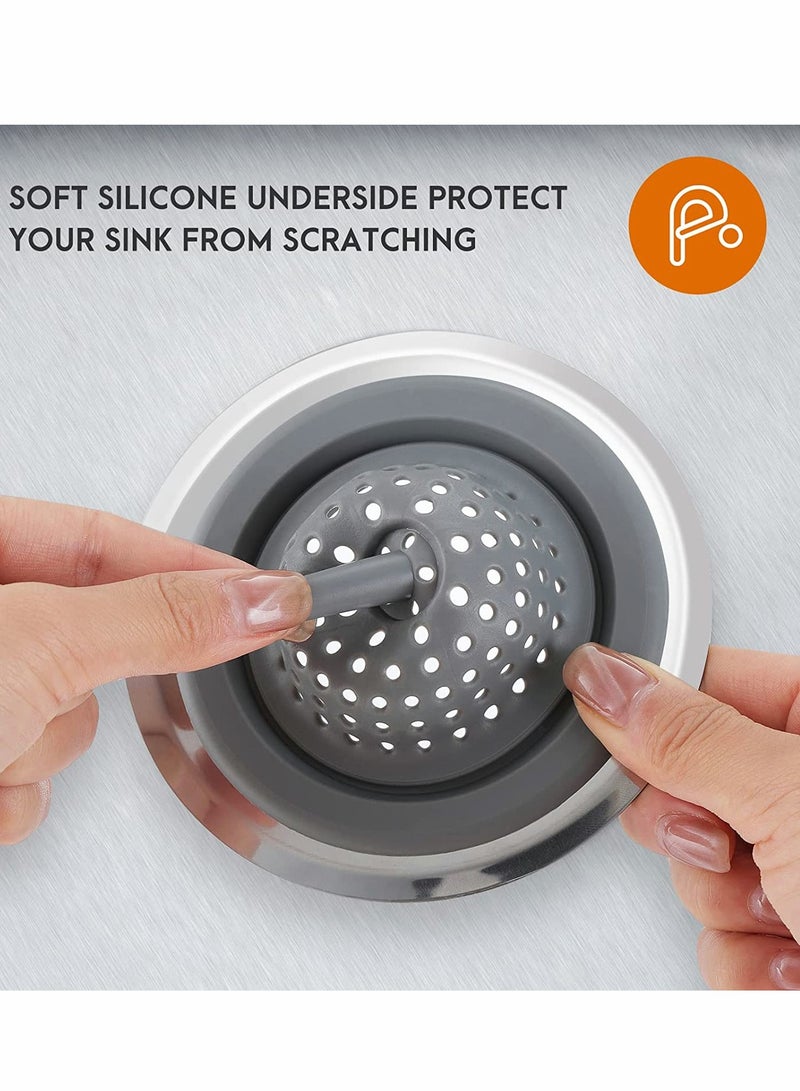2 Pack, Kitchen Sink Strainer Silicone Sink Stopper for Kitchen Sink 4.5'' Kitchen Sink Sewer Sink Garbage Filter Deodorant Floor Drain Anti-clogging Silicone Floor Drain (Black + Gray) - Image 5