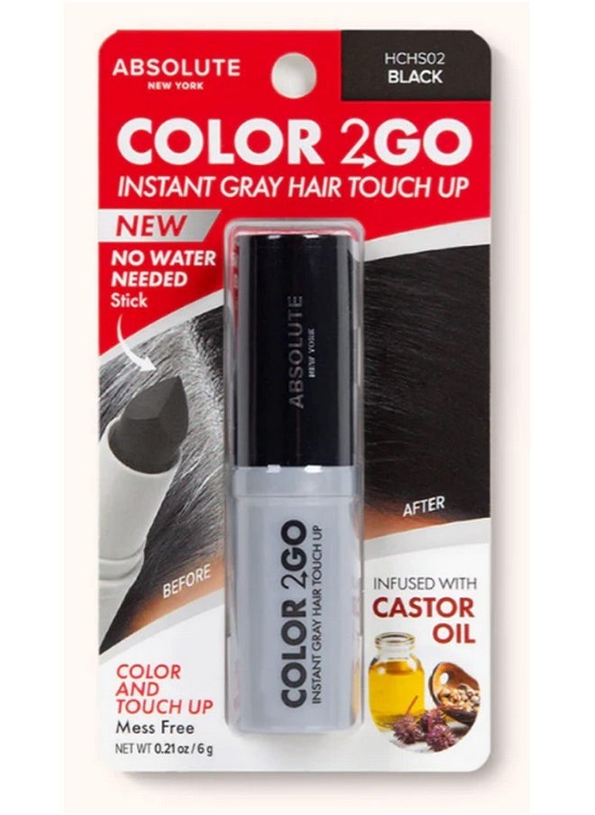 Absolute New York Absolute New York Color 2 Go - Instant Root Touch Up Hair Stick (HCHS02 Black, .21 oz)  - Image 1