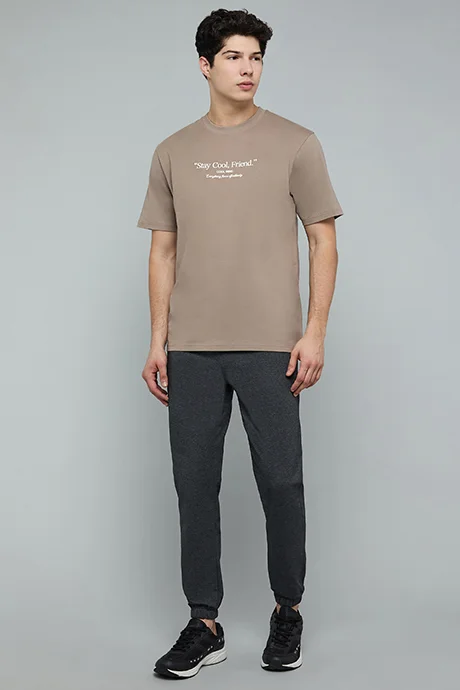 R&B Typography Print T-Shirt with Crew Neck and Short Sleeves