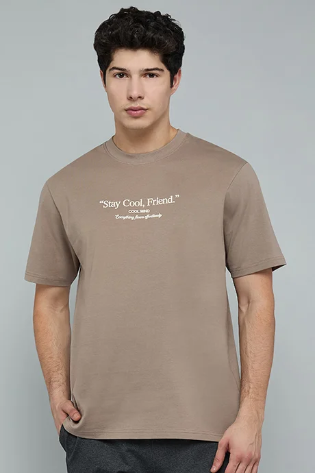 R&B Typography Print T-Shirt with Crew Neck and Short Sleeves