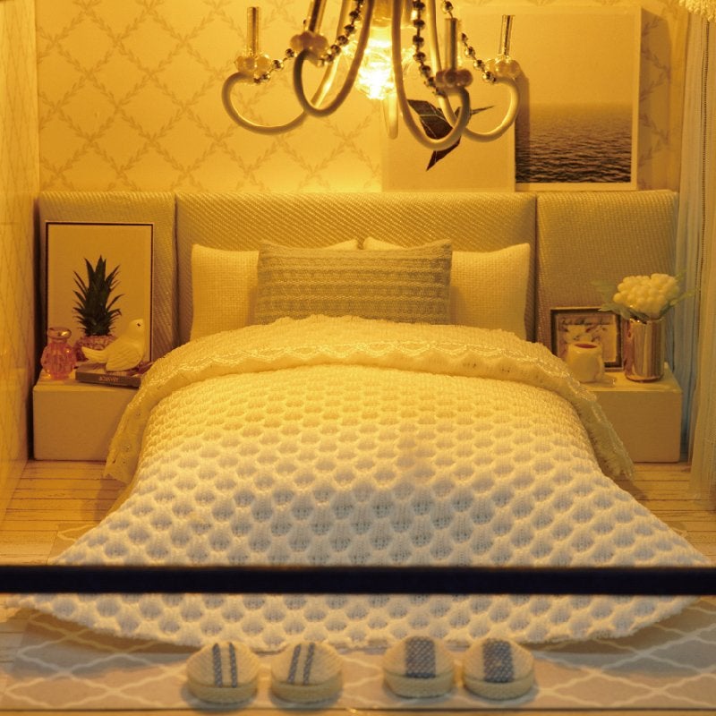 CUTEROOM Miniature House Kit, DIY Dollhouse Kit for Adults to Build, Mini House Making Kit with Furnitures, Time Apartment Dollhouse Kit with Swimming Pool Gifts for Women Girls - Image 5