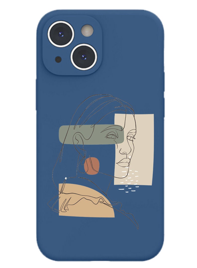 Theodor Protective Slim Fit Case Liquid Silicone Cover with Full Body Protection Anti-Scratch Shockproof Case For iPhone 13 Blue  - Women in Style White - Image 1