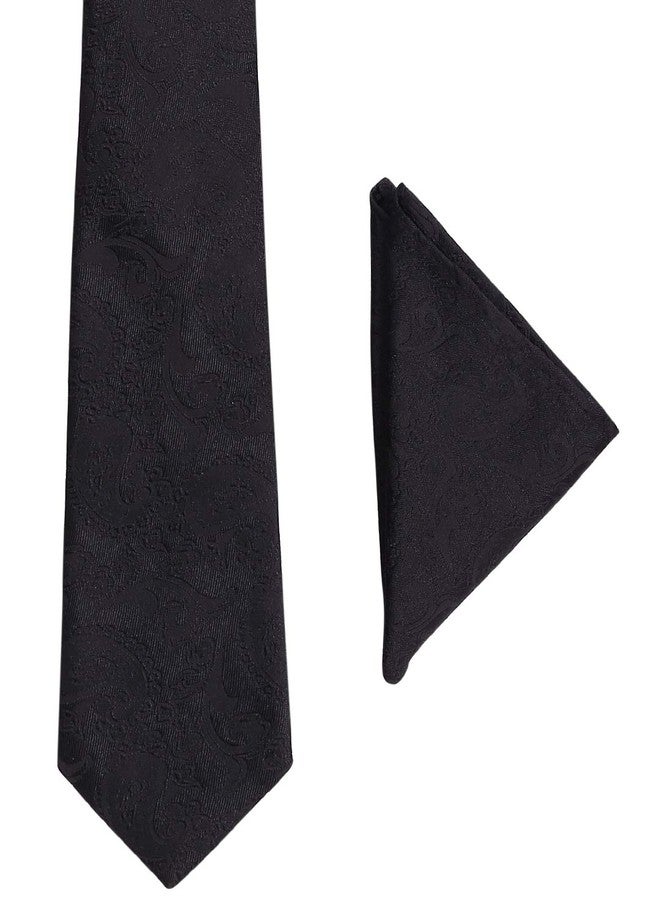 BLACKSMITH Tie, Cufflink, Pocket Square, Lapel Pin, Tie Clip, Socks Set of 6 for Men [ Free Size ] (Black Paisley Cor) - Image 2