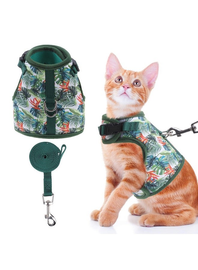 BINGPET Cat Harness and Leash Set Escape Proof for Walking,Step-in Harness with Lightweight Soft Breathable Mesh,Adjustable Easy Control Harness (Emerald Hues, M(Chest:10.5-13.5")) - Image 1
