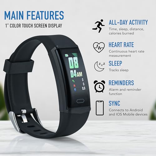 Zewa® Fitness Activity Tracker, Heart Rate Monitor, Free Pro App, Step Counter, Sleep Tracker, Remote Camera Support, Notifications & Alarms, Weather Data Display, Find Phone Feature - Image 3