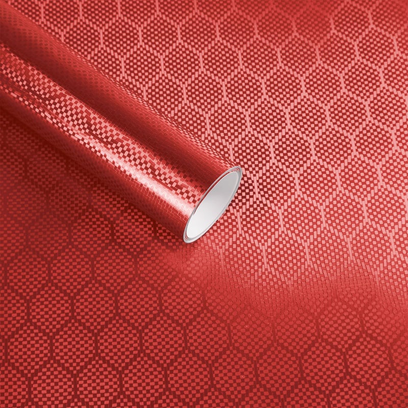 Lypumso Honeycomb Carbon Fiber Vinyl Wrap Chrome Hexagon Cast Vinyl Film for Almost Cars and Motorcycles Exterior Interior SelfAdhesive Car Wrap Stickers Red 1ft x 5ft