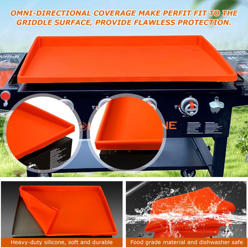 Lyonbi Blackstone Silicone Griddle Mat & Cover - Heavy Duty, Food Grade (Orange, 28in) - Image 4