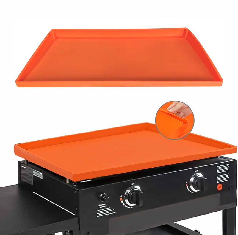 Lyonbi Blackstone Silicone Griddle Mat & Cover - Heavy Duty, Food Grade (Orange, 28in) - Image 1